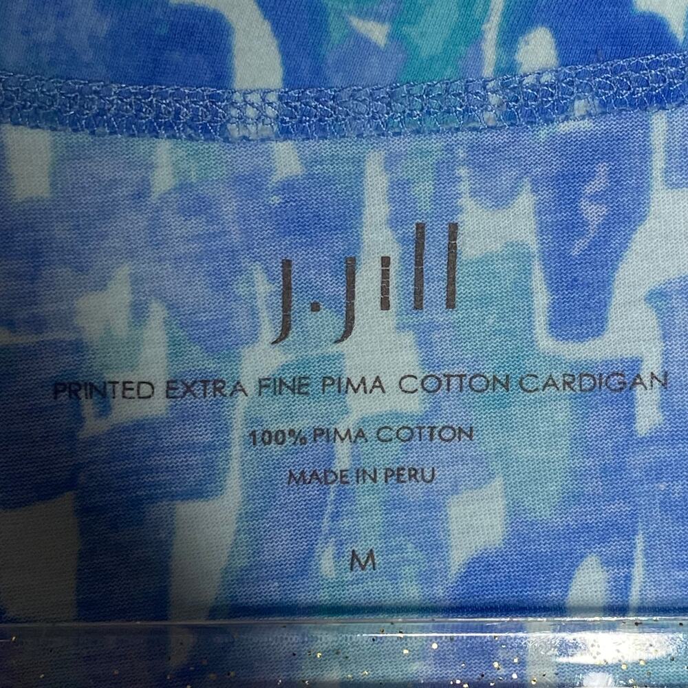 J Jill Womens Size Medium Blue Printed Extra Fine Pima Cotton Cardigan Artsy‎ - Picture 7 of 9